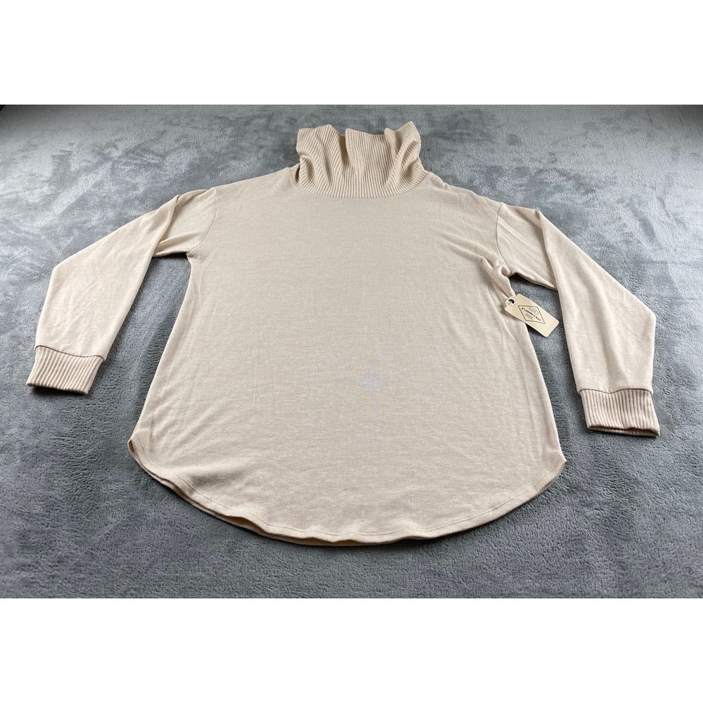 St Johns Bay Mens Oatmeal‎ Heather Long Sleeve Turtleneck Sweater Top Large NEW